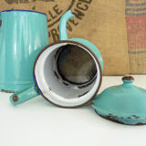 Old coffee maker in pastel blue enamelled sheet
