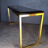 Designer console in gilded brass and glass, 1970s