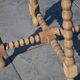 old small round oak table with caned legs