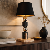 Sculptural lamp in marble and chrome - Modernist Art Deco style