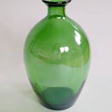 Vintage green glass bottle vase, decorative soliflore.