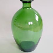 Vintage green glass bottle vase, decorative soliflore.