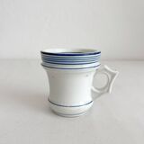 Tasse brulot ancienne en porcelaine liserés bleus 19eme siècle