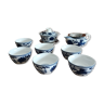 Service à thé chinois traditionnel Gaiwan en porcelaine bleu et blanc