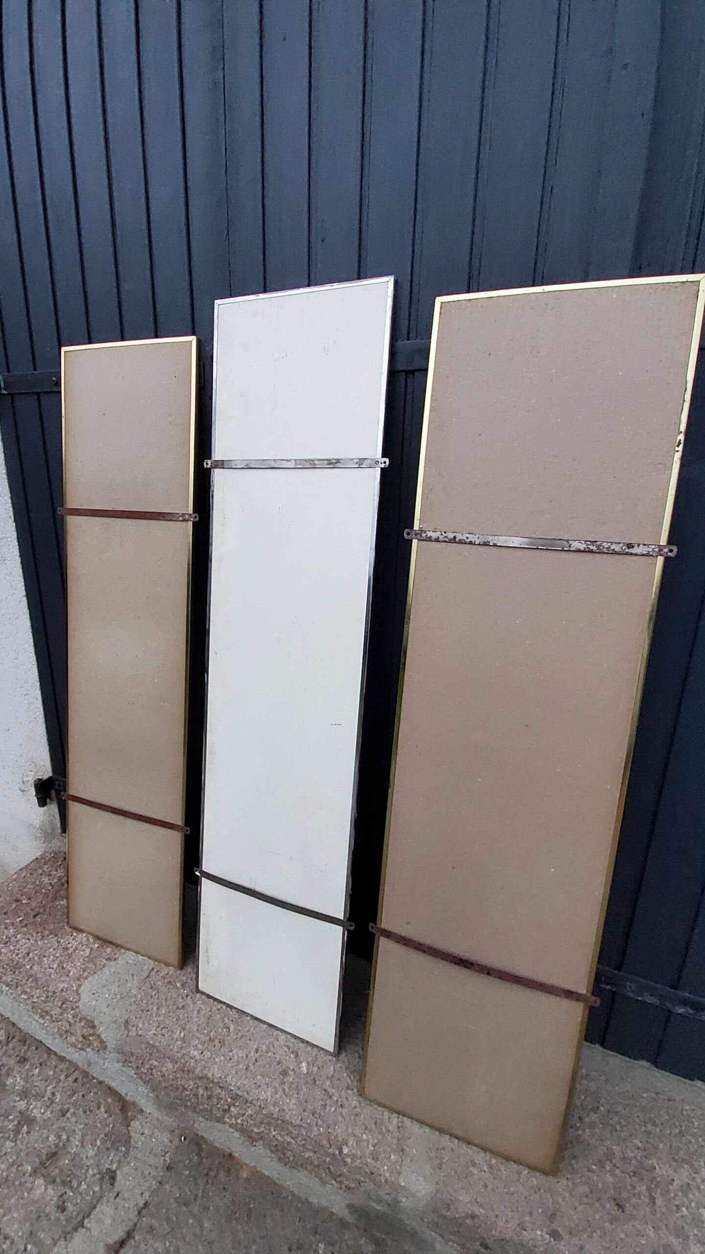 Set of 3 large mirrors rear-view mirrors from the 60s 31x127cm