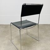 4 chairs Spaghetti Giandomenico Belotti black leather for Alias