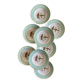 Set of 8 vintage soup plates with bird decorations