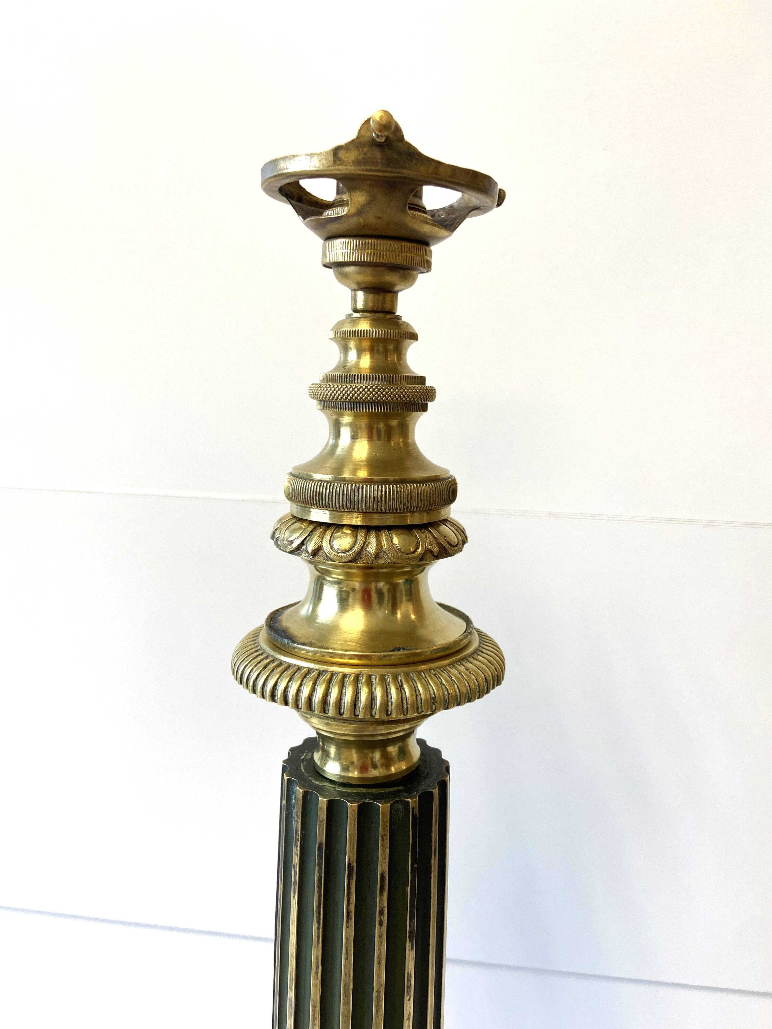 Large CARCEL Lamp in Gilded Bronze & Brass, Early 1800s Empire France