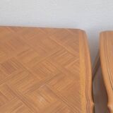 Pair of Louis xv style bedside tables in cherry wood, 3 drawers