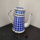 Cafetière ancienne BB Frères tôle émaillée  modèle Damier