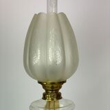 Kerosene lamp of brass with glass shade from around the 1860s