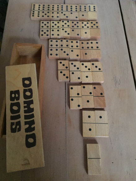 Old wooden dominoes game