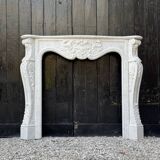 Louis XV Style Fireplace in Carrara Marble, Circa 1980