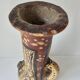 Antique Kabyle Algerian pottery vase with handle and polychrome geometric decorations