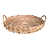 Large round woven wicker tray – Vintage craftsmanship