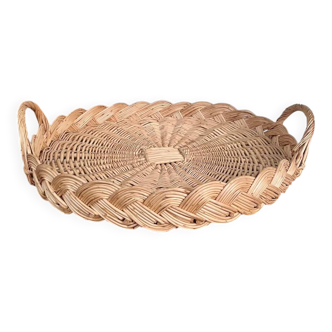Large round woven wicker tray – Vintage craftsmanship