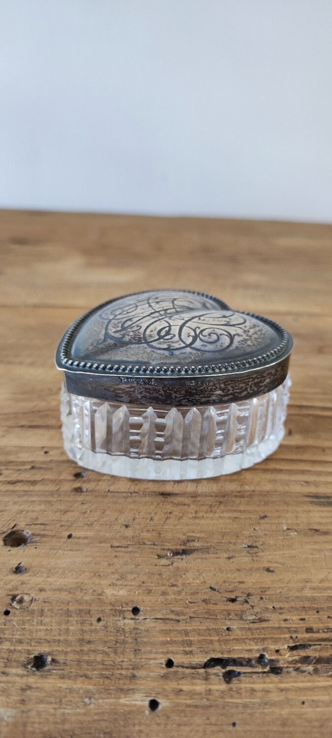 Crystal and silver jewelry box.