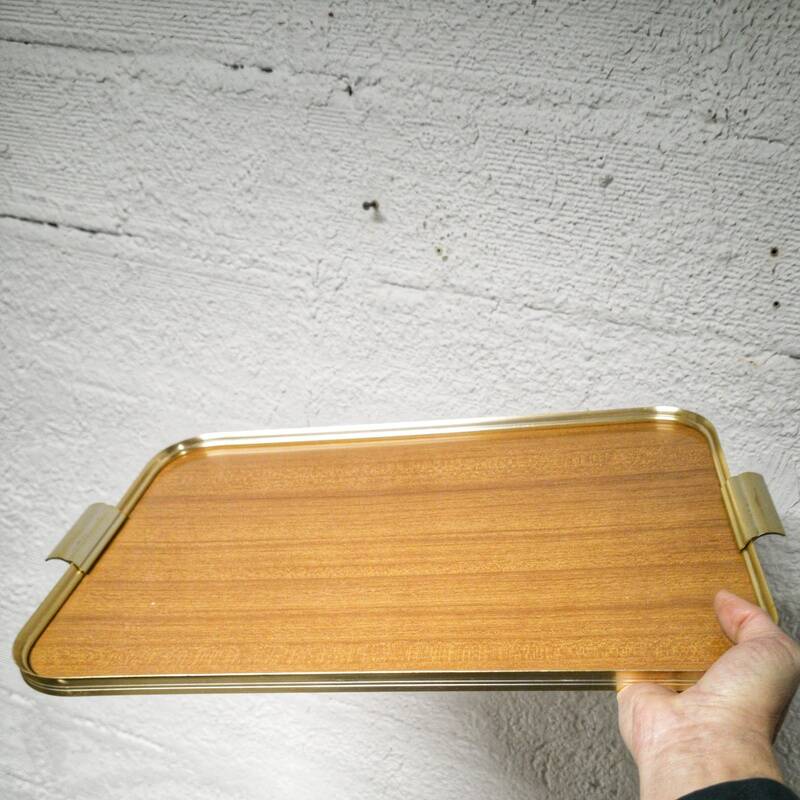 Vintage gold metal and Formica tray