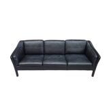 Vintage Scandinavian Black Leather Sofa Attributed to Frederik Kayser