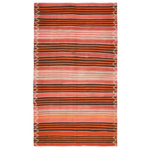 1970s vintage Turkish Oushak handmade wool cotton orange area rug 188x326
