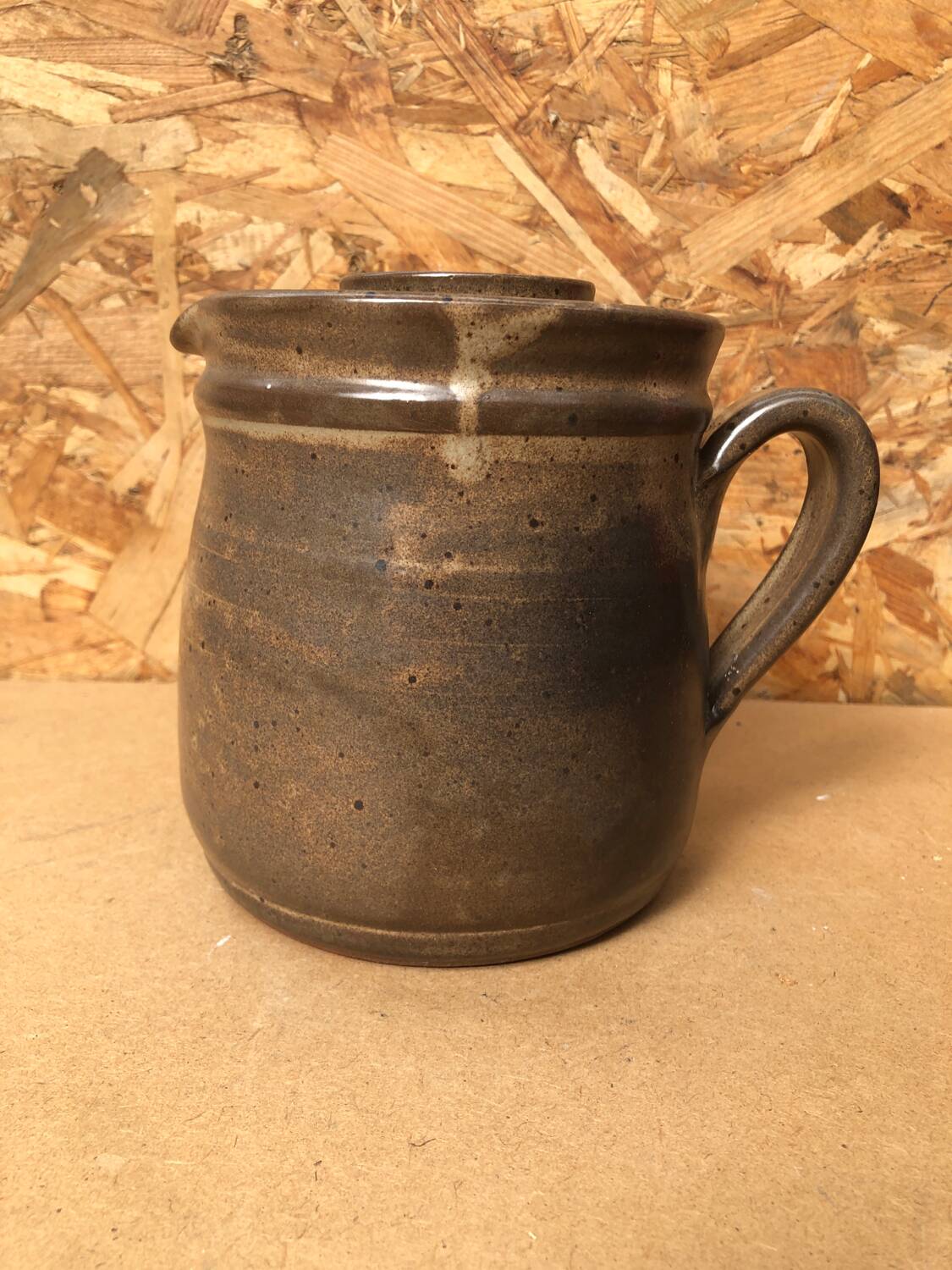 Old Vintage Brown Stoneware Carafe Refresher Pitcher