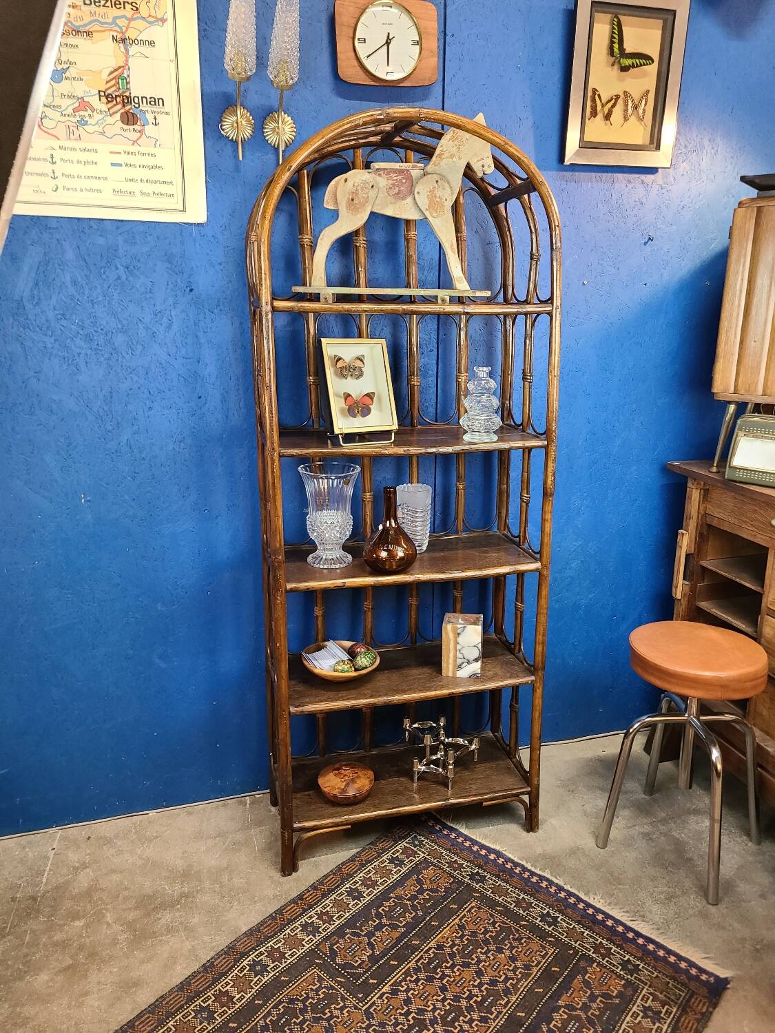 Vintage rattan shelf