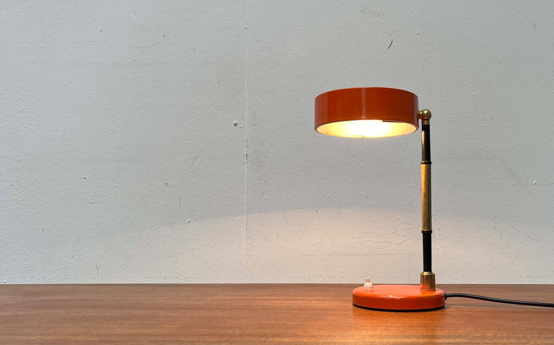 Mid-century minimalist orange table lamp, Italy, 1960s.