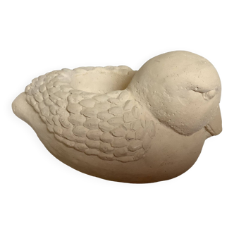 Zoomorphic stone duck candle holder