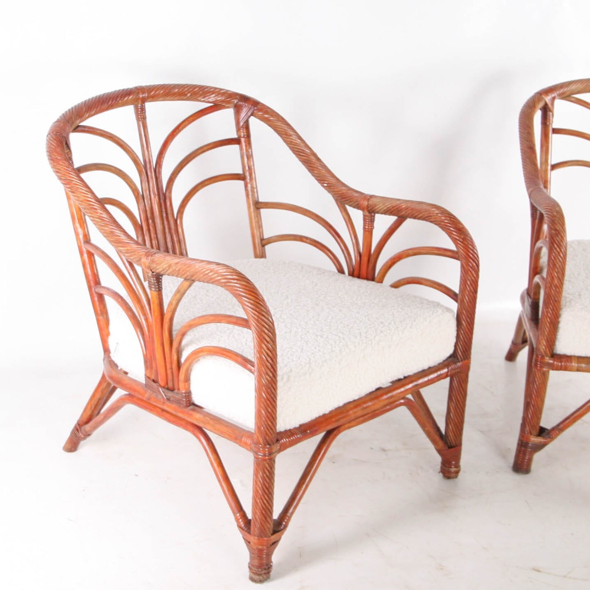 Pair of rattan armchairs