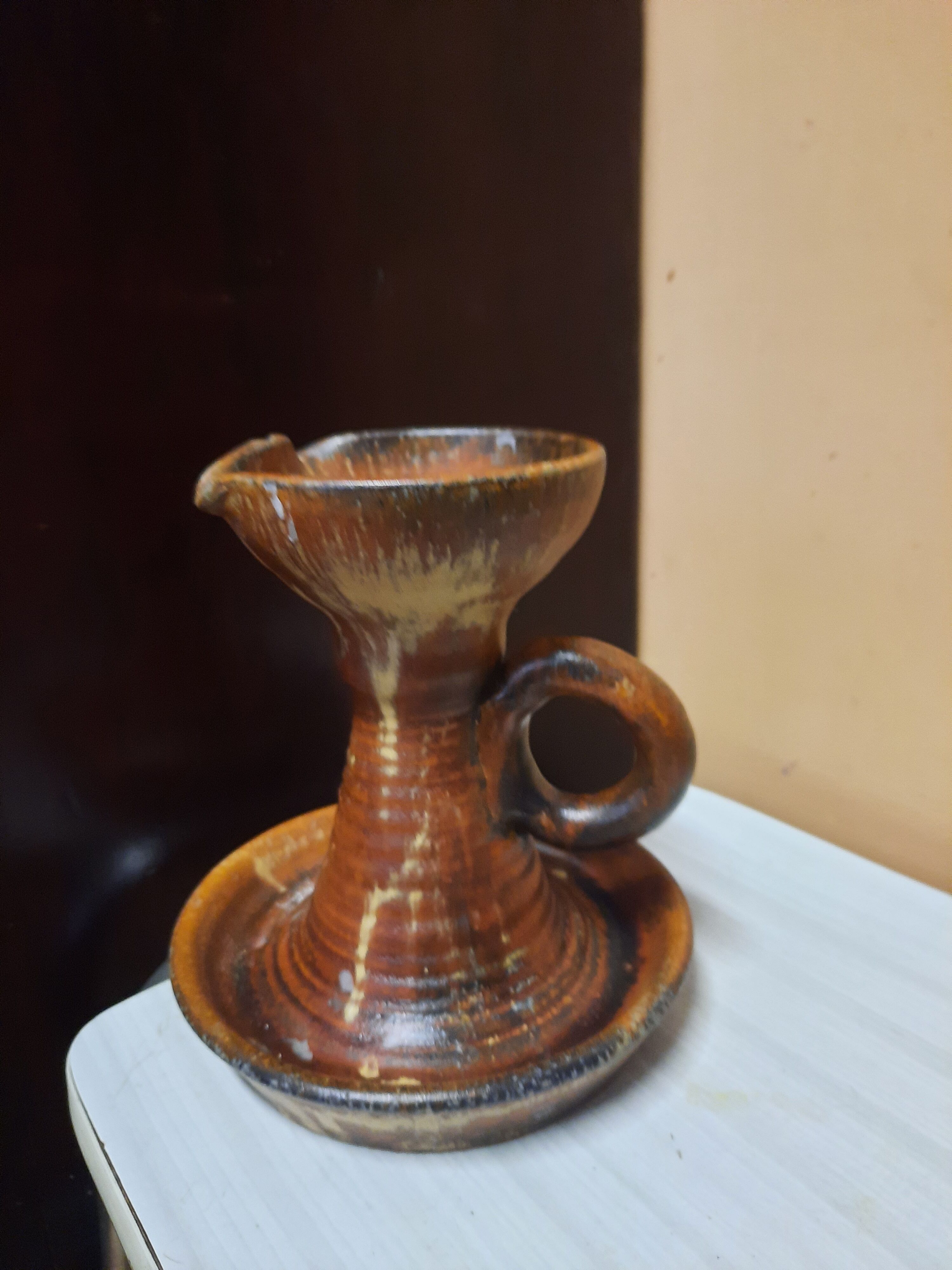 Vintage stoneware candle holder