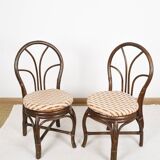 Set of 4 turned wicker chairs, vintage.