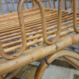 Bamboo and rattan bar cart, 1950