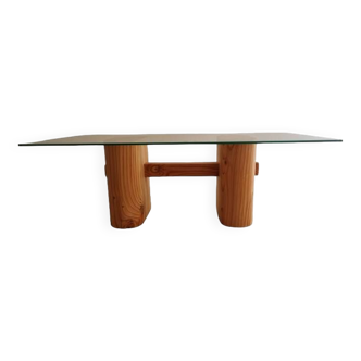 table basse design bois verre