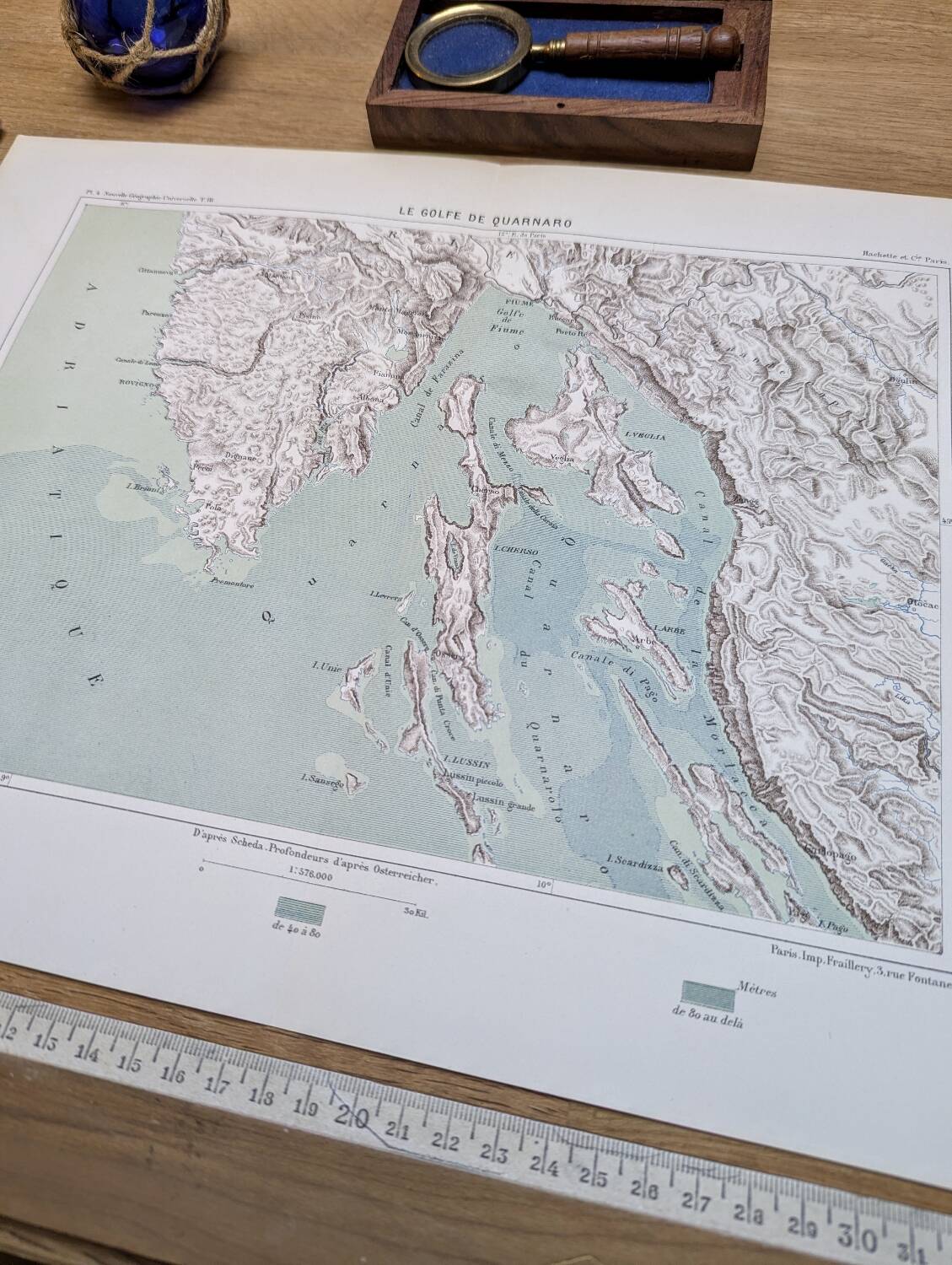 Kvarner Bay, Croatia. Original map printed in 1878.