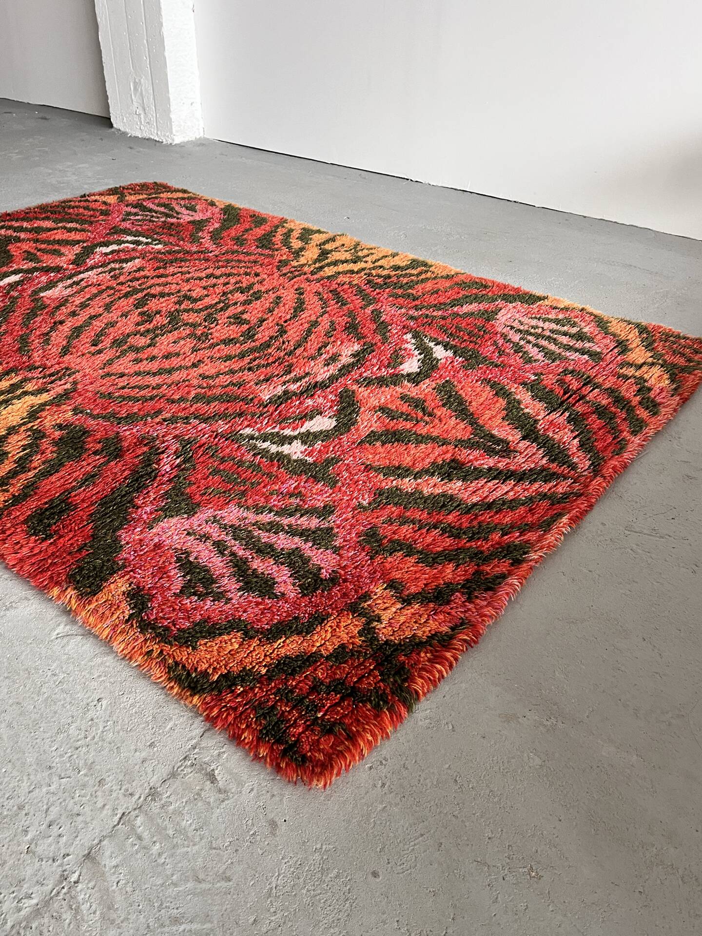 Rare Scandinavian Rya Rug, 1970’s, Space Age, Sweden