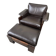 Vintage Leolux brown leather/oak lounge chair and ottoman by Harry de Groot – 1970