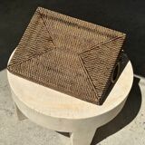 Rectangular Asian handmade basket with circular handle L:45 l:35