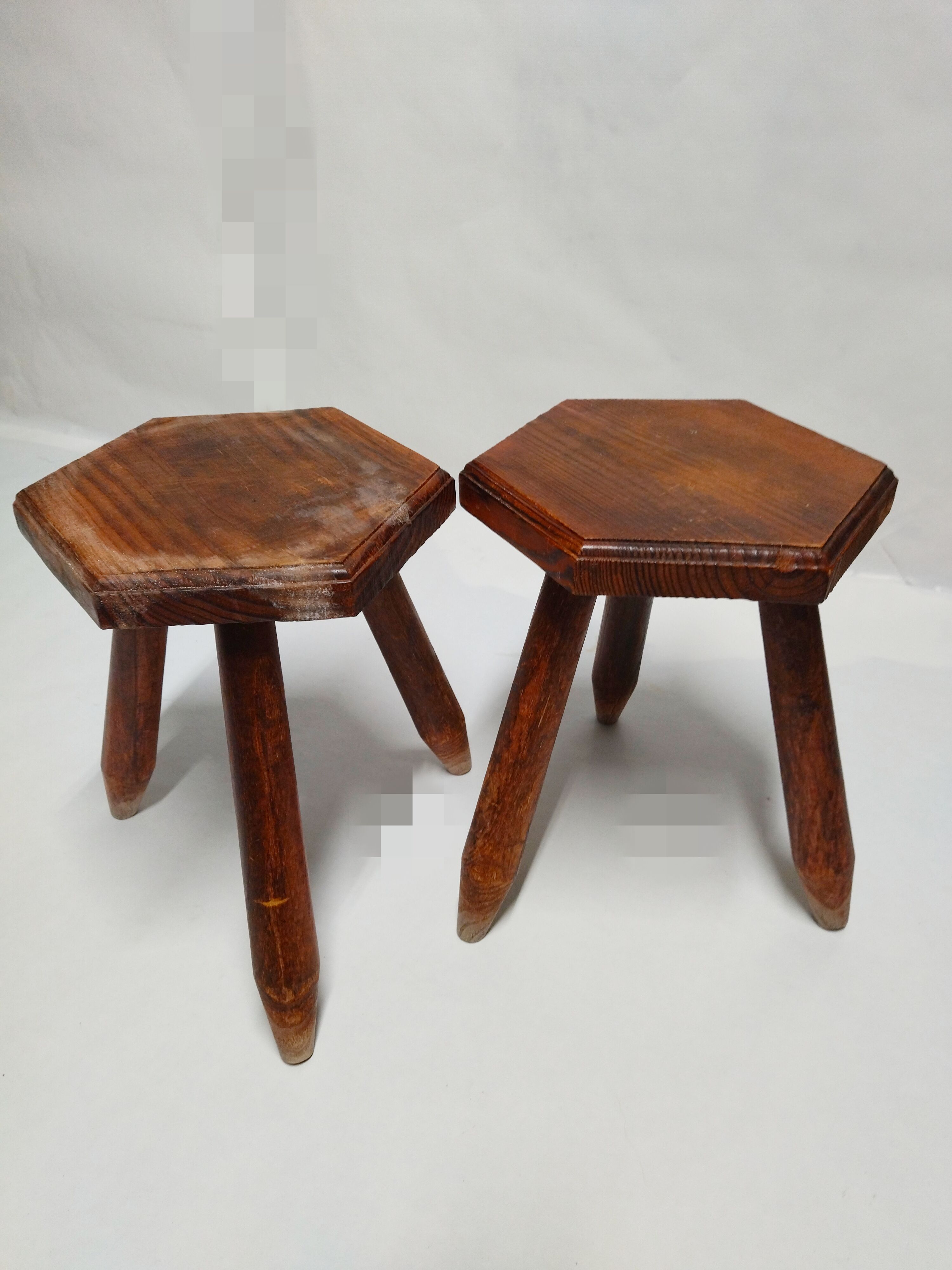 Pair tripods, wooden stools