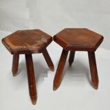 Pair tripods, wooden stools