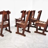 Vintage brutalist dining chairs, Vintage brutalist dining chairs, set of 6 - 1960sset of 6 - 1960s