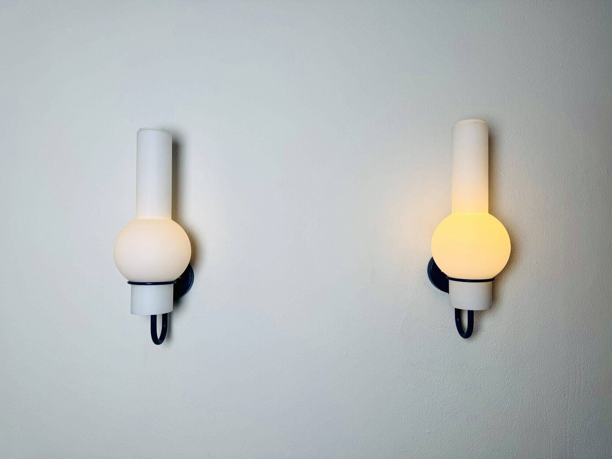 Model C1666 Quinquet Wall Lamps In Opal Glass By Raak Amsterdam, The Netherlands 1960S