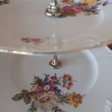 Présentoir à Gateaux - Serviteur 2 étages -  Porcelaine décor Floral