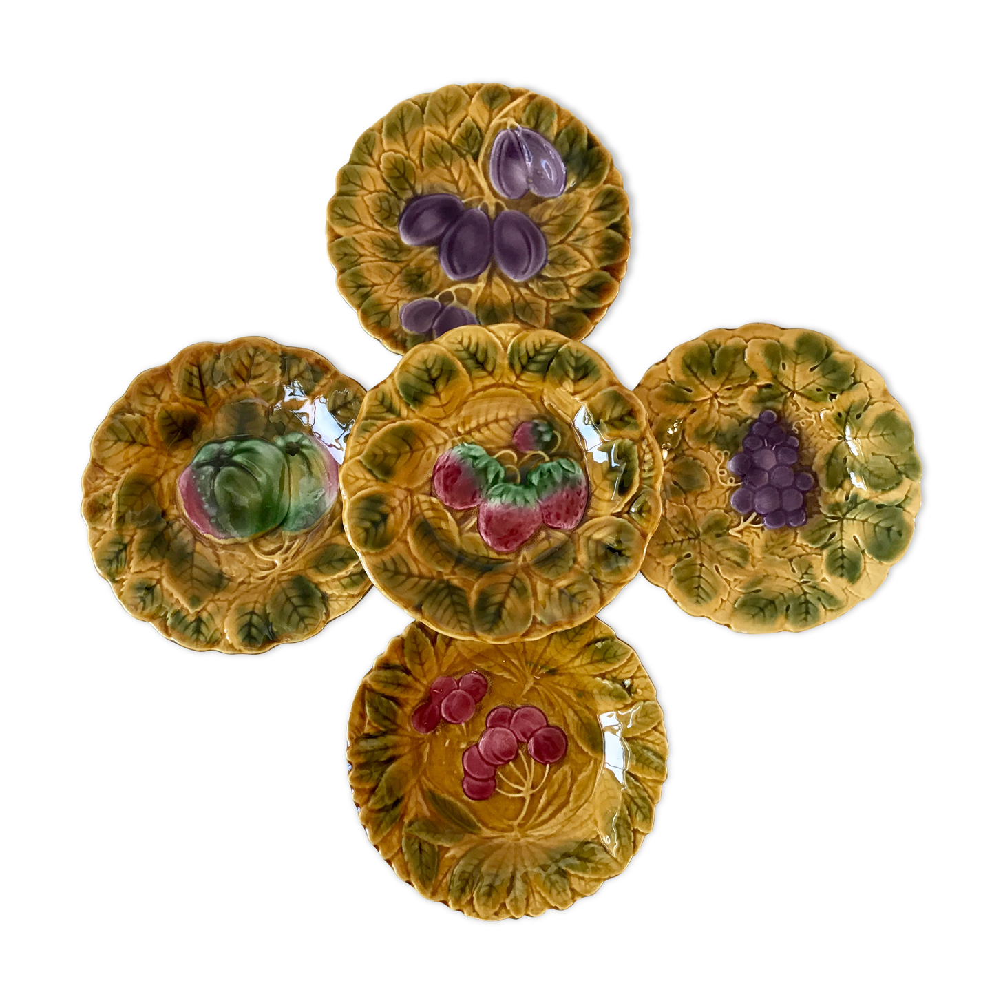 Set of 5 dessert plates in Sarreguemines 60s