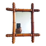Mirror with turned bamboo-style wooden frame 40x34 cm