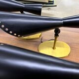 3 Scandinavian style black metal cornet wall lights, 1970