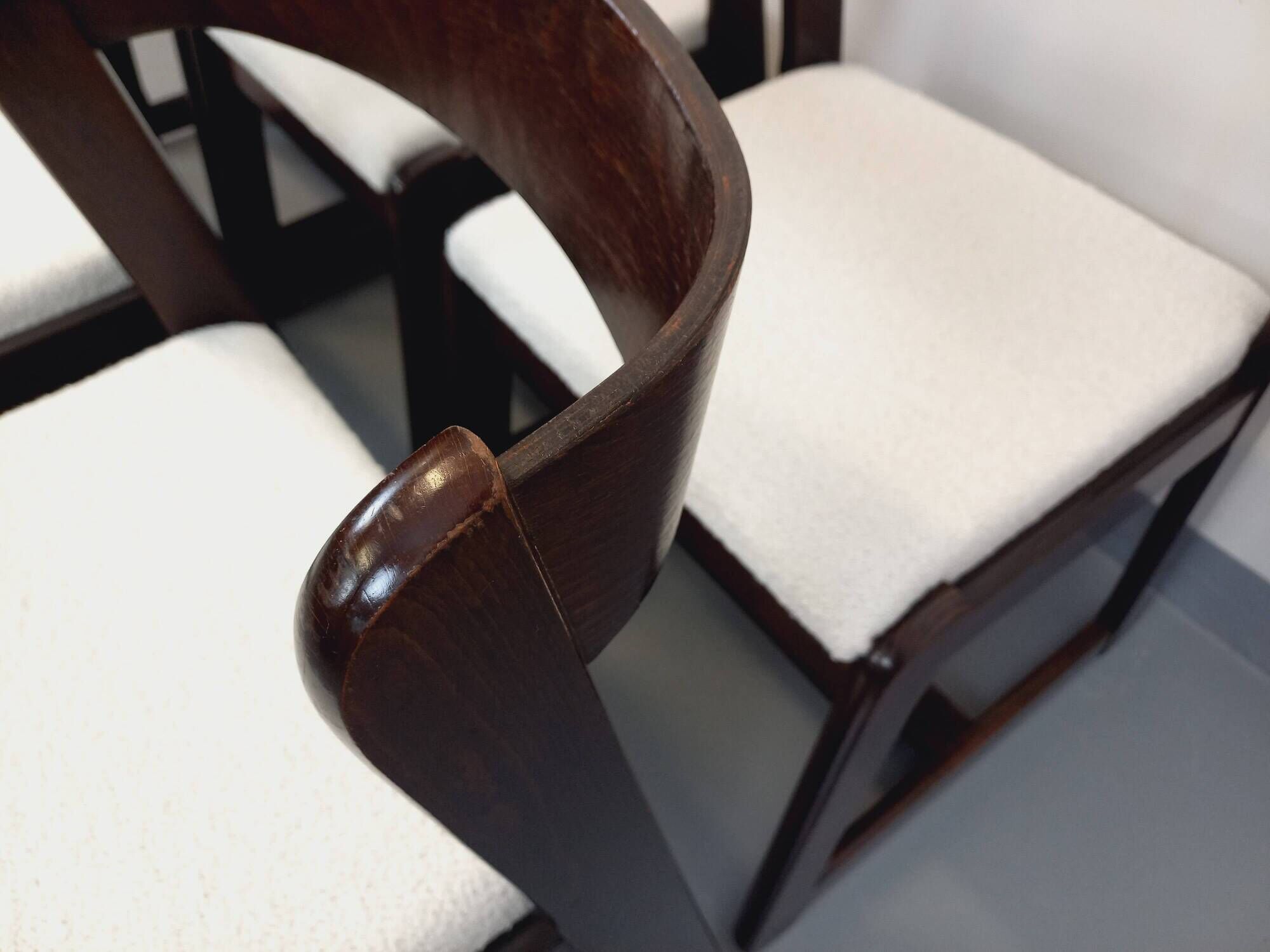 Set of 6 vintage Italian sleigh chairs by Mario Sabot