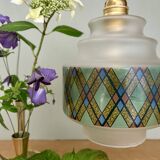 Vintage stained glass globe pendant light
