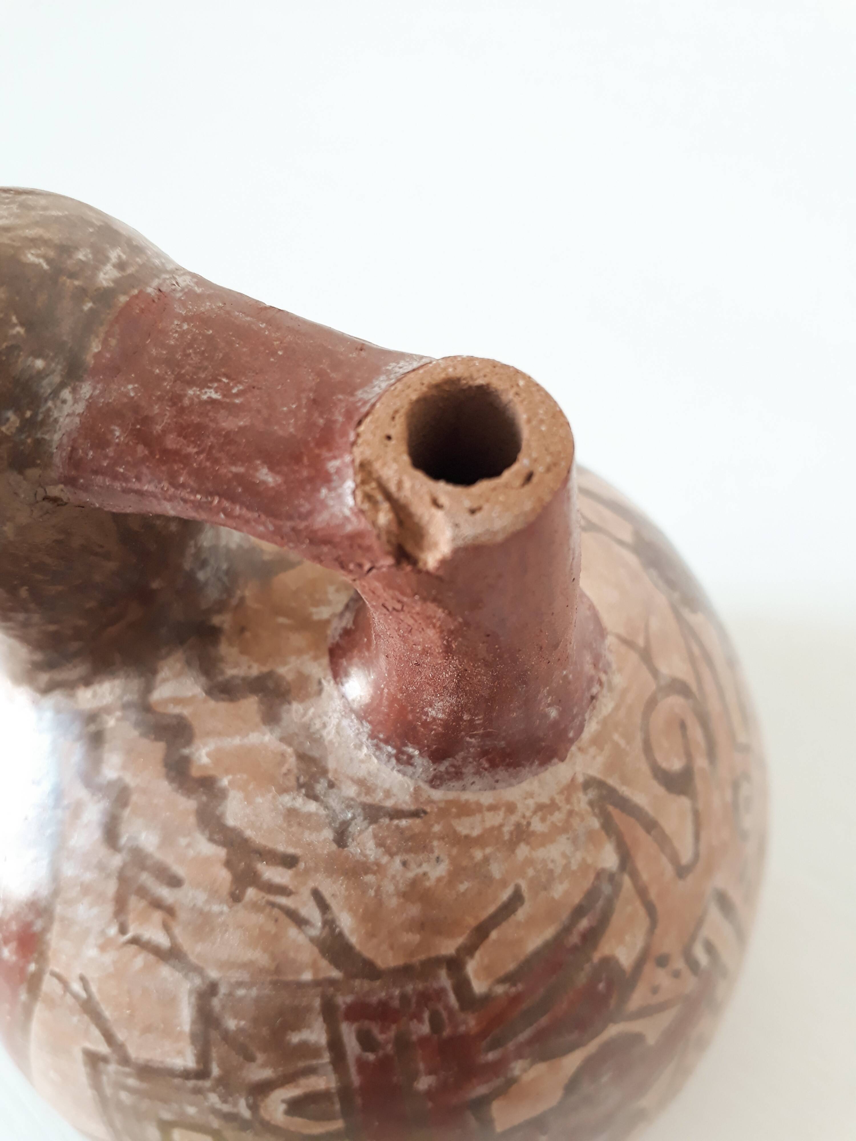 Peruvian stirrup vase with terracotta spout