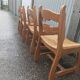 5 old mulched wooden chairs Guillerme and Chambron vintage