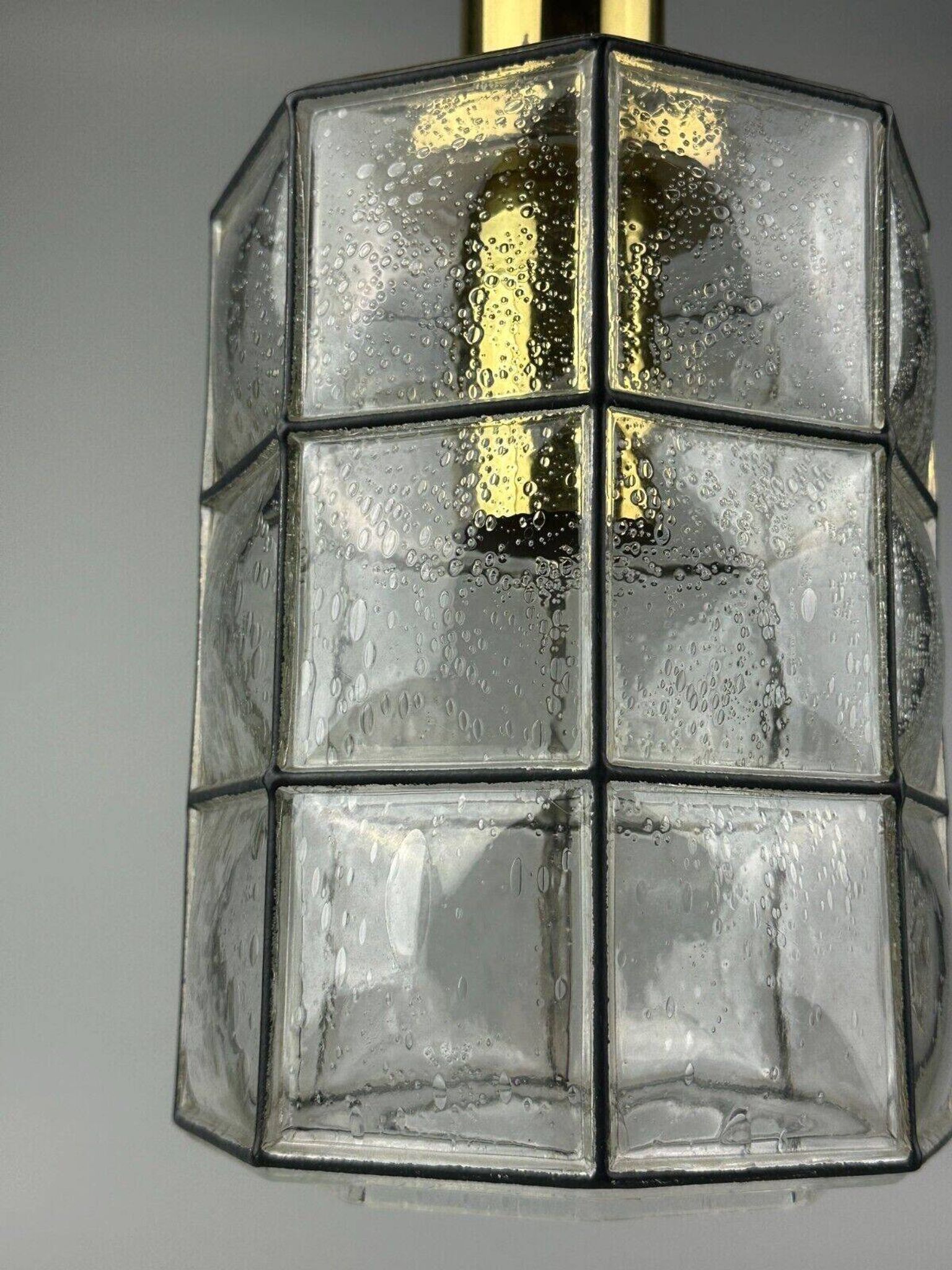 Suspension des années 60 70 Glashütte Limburg Allemagne verre et laiton Space Age
